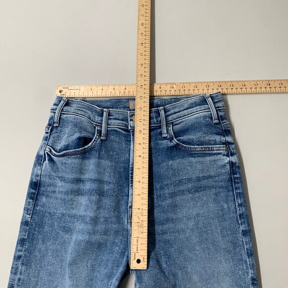Mother Women Hustler Sneak High Rise Flare Jeans 32 Blue Denim On the Run 32 - Picture 9 of 13